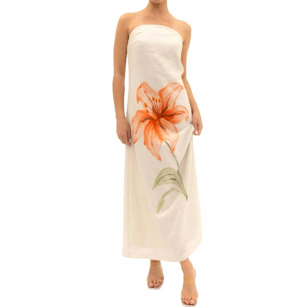 NEW FORE COLLECTION strapless a line tiger lily maxi dress in bone